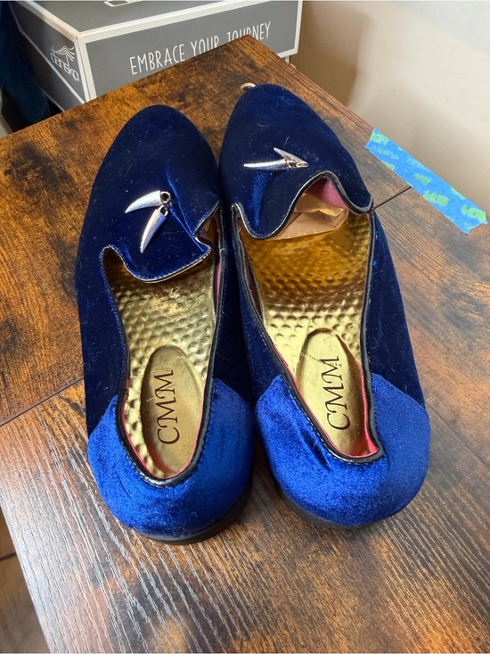 CMM royal blue velvet loafers gold-toned spike detail on the vamp Size 15 main image 6